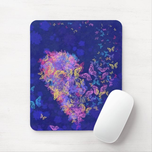Butterfly Heart Mouse Pad - Love (With Mouse)