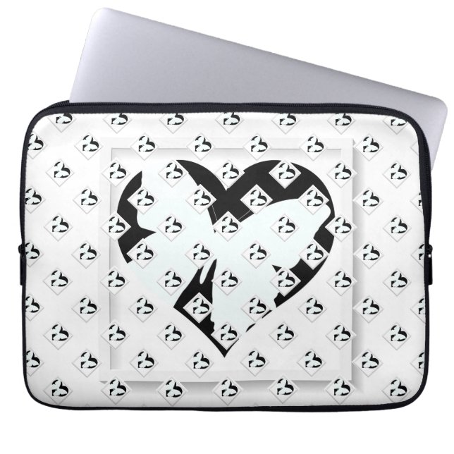 Butterfly Heart On White  Laptop Sleeve (Front)