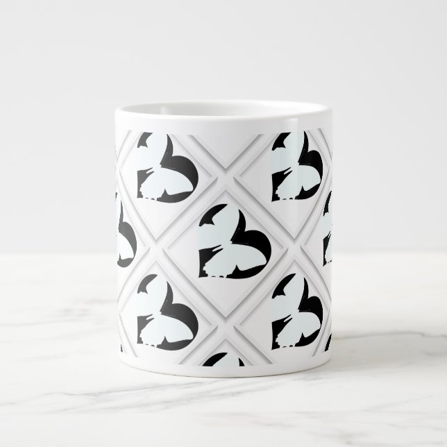 Butterfly Heart On White  Large Coffee Mug (Front)