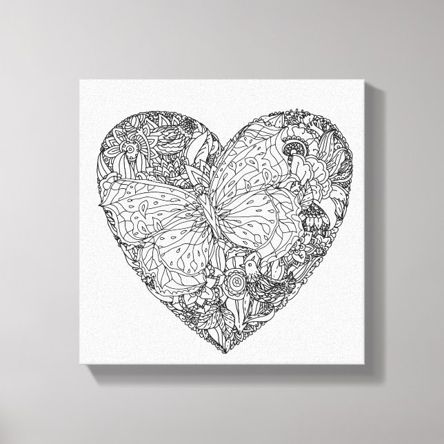 Butterfly Heart Pattern 6 Canvas Print (Front)