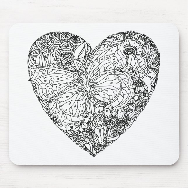 Butterfly Heart Pattern Mouse Pad (Front)