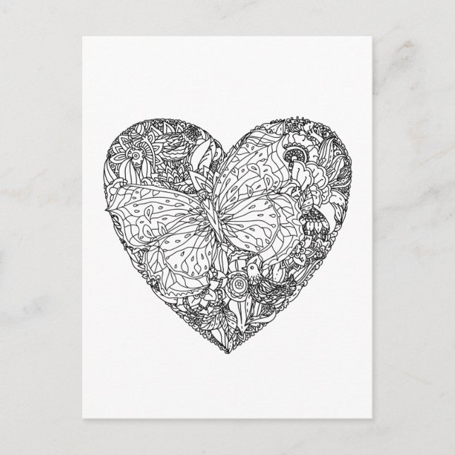 Butterfly Heart Pattern Postcard (Front)