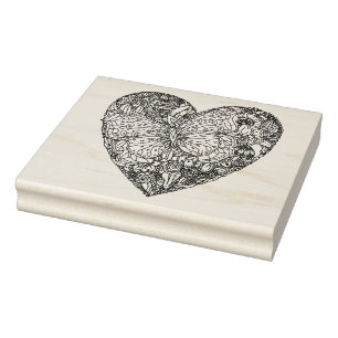 Butterfly Heart Pattern Rubber Stamp