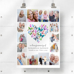 Butterfly Heart Photo Collage Funeral Welcome Sign