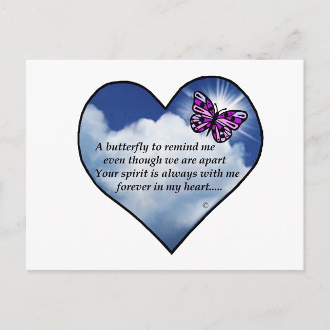 Butterfly Heart Poem Postcard (Front)
