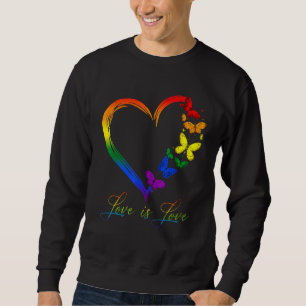 Butterfly Heart Rainbow Love Is Love Lgbt Gay Lesb Sweatshirt