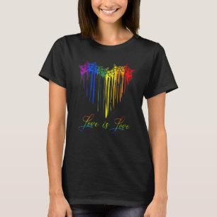 Butterfly Heart Rainbow Love Is Love LGBT Gay Lesb T-Shirt