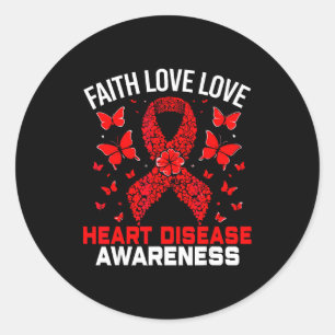 Butterfly Heart Red Faith Hope Love Heart Disease Classic Round Sticker