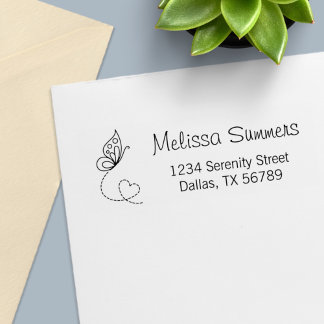 Butterfly Heart Return Address Self-inking Stamp
