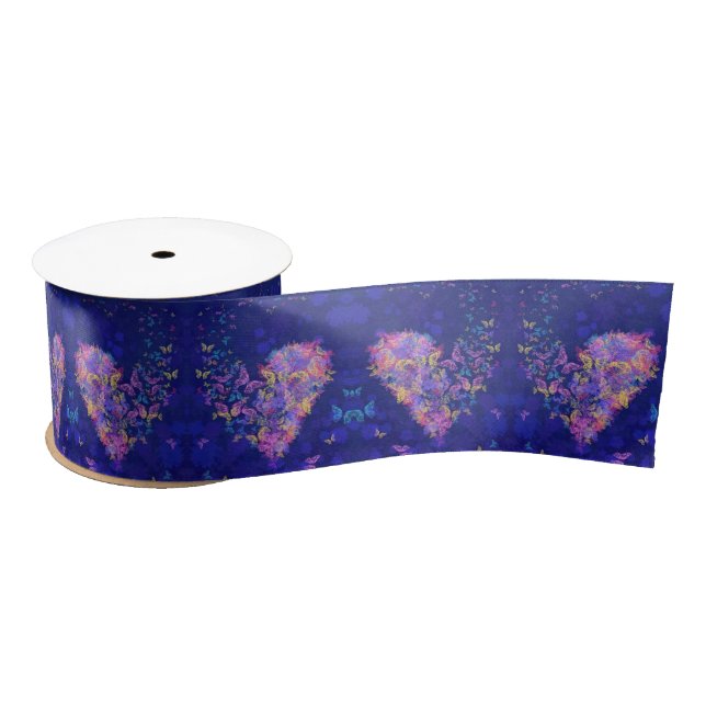 Butterfly Heart Ribbon - Love Satin Ribbon (Spool)