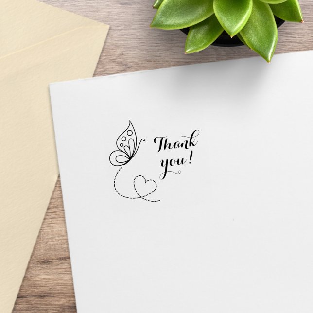 Butterfly Heart Thank You 1x1 Rubber Stamp (Creator Uploaded)