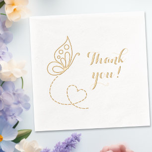 Butterfly Heart Thank You Foil Napkins