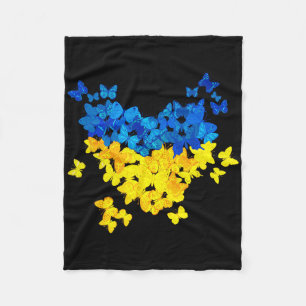 Butterfly Heart Ukraine Flag Ukrainian Ukrainian Fleece Blanket