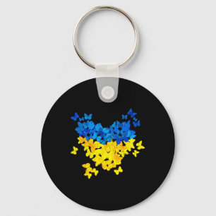 Butterfly Heart Ukraine Flag Ukrainian Ukrainian Key Ring