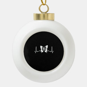 Butterfly Heartbeat Ceramic Ball Christmas Ornament