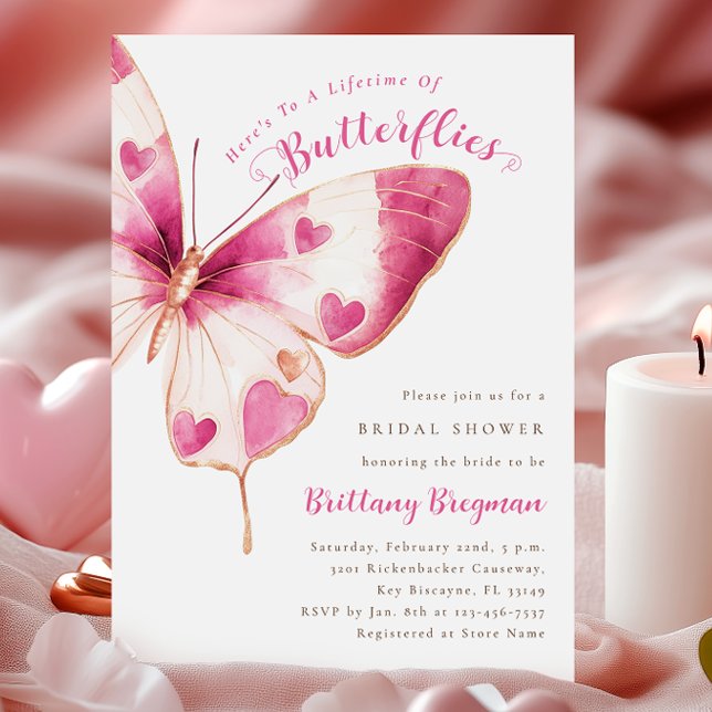 Butterfly Hearts Bridal Shower Invitation (Creator Uploaded)