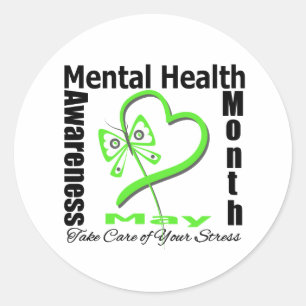 Butterfly Heartt - Mental Health Awareness Month Classic Round Sticker