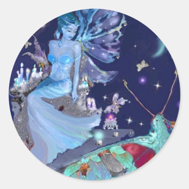 Butterfly Heaven, large sticker. Classic Round Sticker (Front)