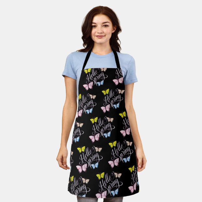 Butterfly Hello Spring Apron (Worn)