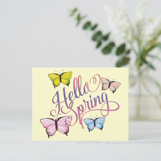 Butterfly Hello Spring Postcard (Standing Front)
