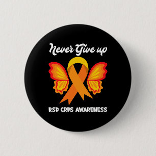Butterfly Hope Fighter Orange Ribbon RSD CRPS Awar 6 Cm Round Badge