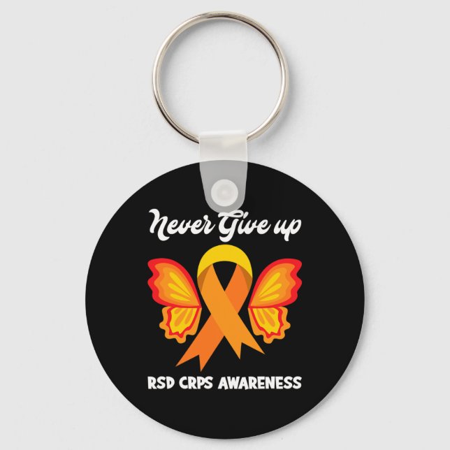 Butterfly Hope Fighter Orange Ribbon RSD CRPS Awar Key Ring (Front)