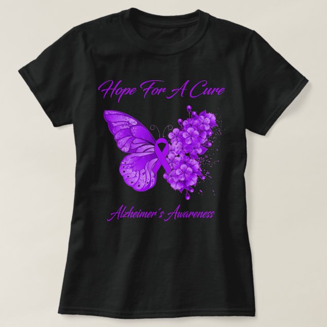 Butterfly Hope For A Cure Alzheimer'S Awareness T-Shirt (Design Front)