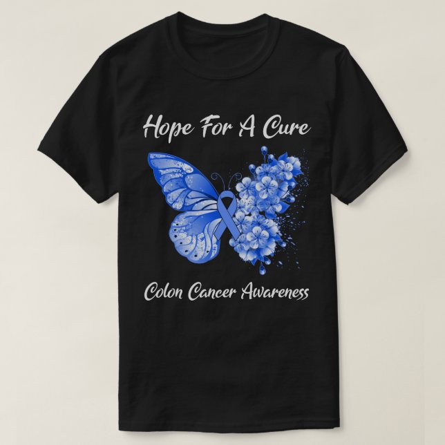Butterfly Hope For A Cure Colon Cancer Awareness T-Shirt (Design Front)