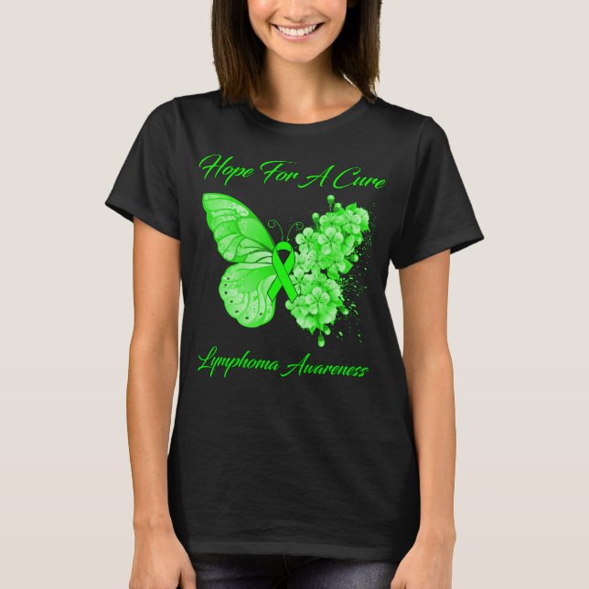 Butterfly Hope For A Cure Lymphoma Awareness T-Shirt (Front)