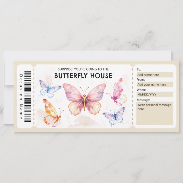  Butterfly House Gift Certificate Invitation (Front)