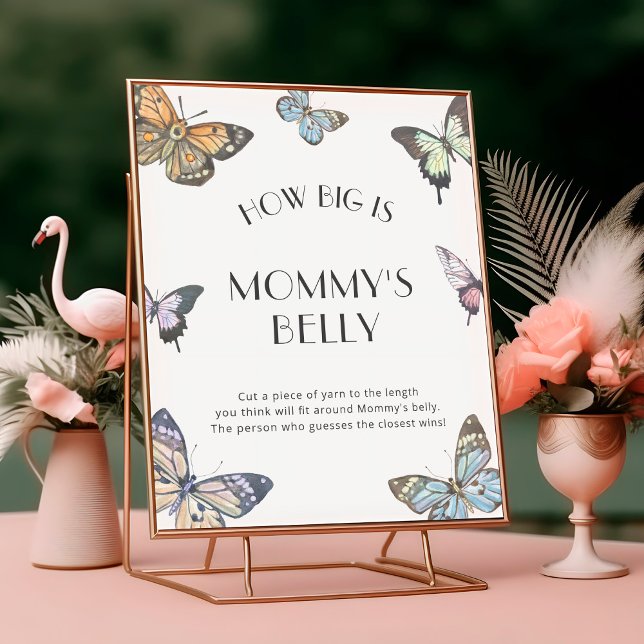 Butterfly How Big Is Mummy's Belly Baby Shower Poster (Creator Uploaded)