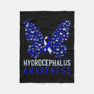 Butterfly Hydrocephalus Awareness Month Blue Ribbo Fleece Blanket