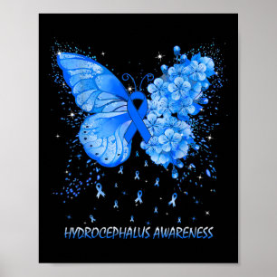 Butterfly Hydrocephalus Awareness Ribbon Poster