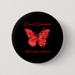 Butterfly I’m A Survivor Heart Disease Awareness  6 Cm Round Badge
