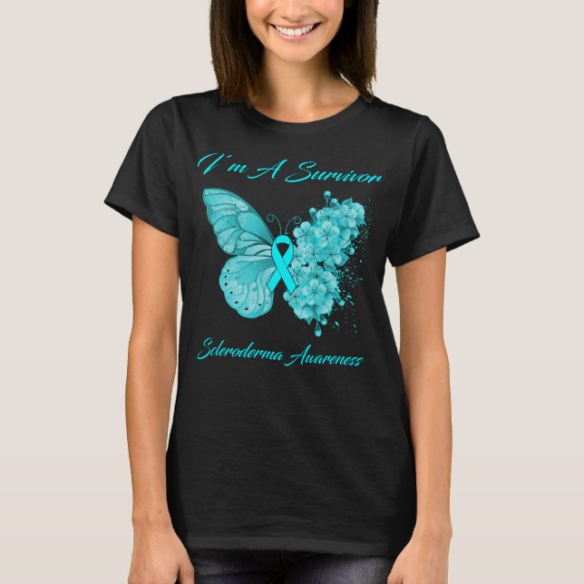 Butterfly I’m A Survivor Scleroderma Awareness T-Shirt (Front)