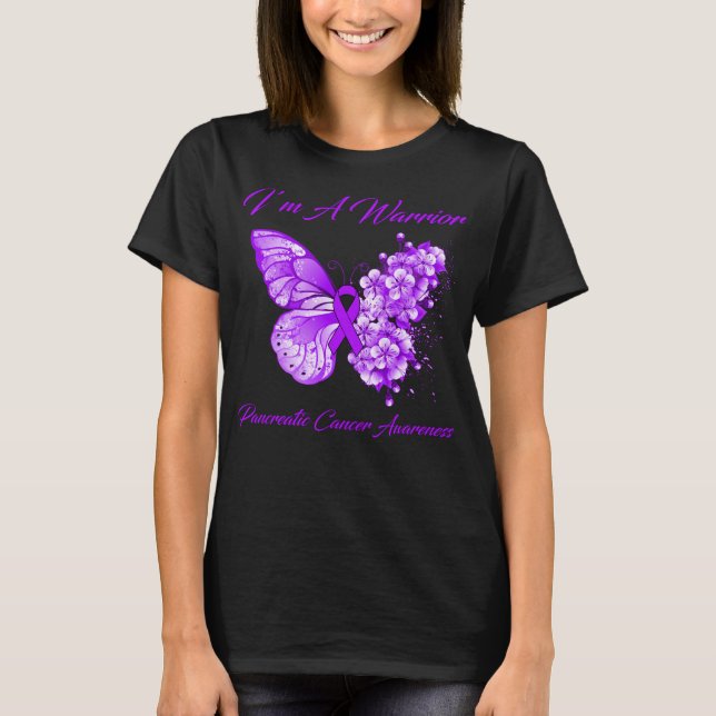 Butterfly I’m A Warrior Pancreatic Cancer Awarenes T-Shirt (Front)