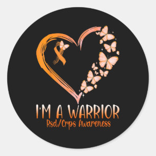 Butterfly I’m A Warrior Rsd Crps Awareness Classic Round Sticker