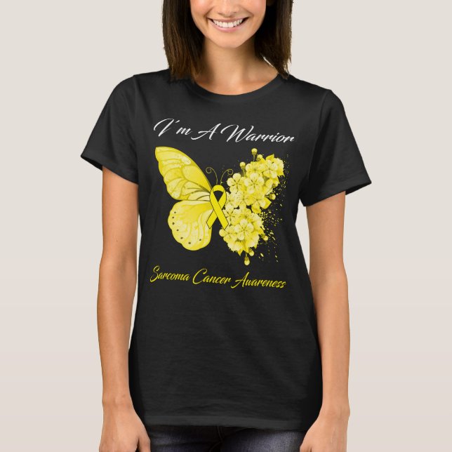 Butterfly I’m A Warrior Sarcoma Cancer Awareness T-Shirt (Front)