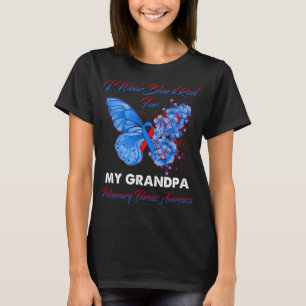 Butterfly I Wear Blue And Red For My Grandpa T-Shirt