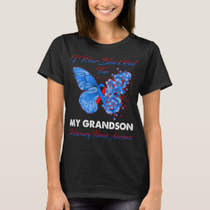 Butterfly I Wear Blue And Red For My Grandson T-Shirt