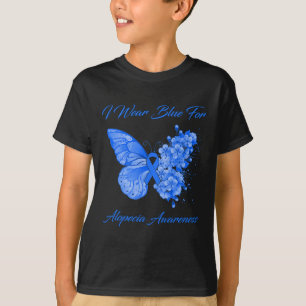 Butterfly I Wear Blue For Alopecia Awareness 1 T-Shirt