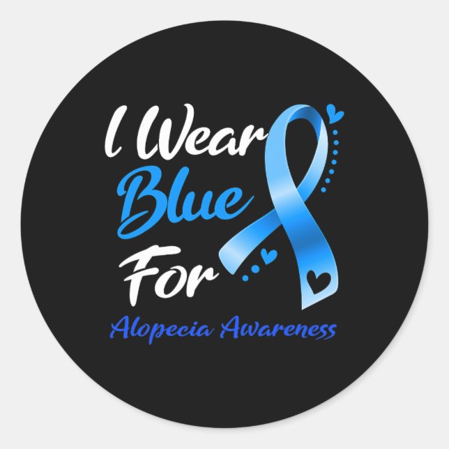 Butterfly I Wear Blue For Alopecia Awareness 2 Classic Round Sticker (Front)
