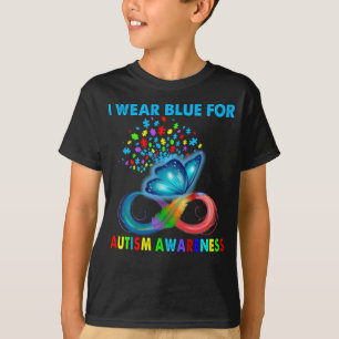 Butterfly I Wear Blue For Autism Awareness T-Shirt