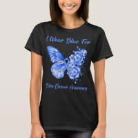 Butterfly I Wear Blue For Colon Cancer Awareness