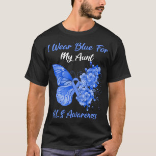 Butterfly I Wear Blue For My Aunt ALS Awareness T-Shirt