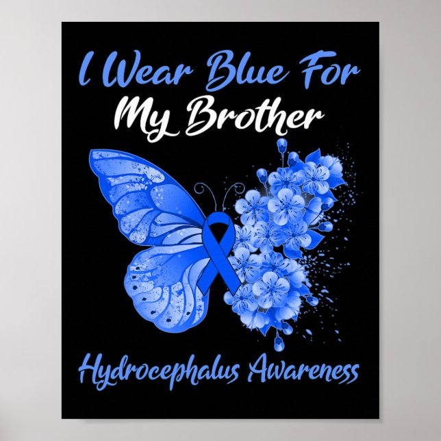 Butterfly I Wear Blue For My Brother Hydrocephalus Poster (Front)