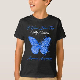 Butterfly I Wear Blue For My Cousin Alopecia Aware T-Shirt