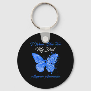 Butterfly I Wear Blue For My Dad Alopecia Awarenes Key Ring