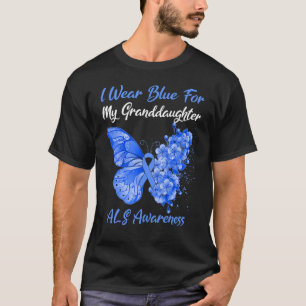 Butterfly I Wear Blue For My Granddaughter Als Awa T-Shirt