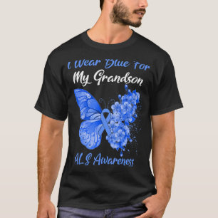 Butterfly I Wear Blue For My Grandson Als Awarenes T-Shirt